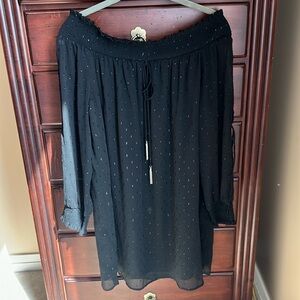 Zara Off Shoulder Black Tunic Dress
